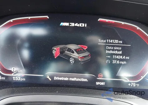 2021 BMW M340I z USA, uszkodzony, nr VIN WBA5U7C09MFK53834